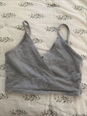 Brandy Melville Grey Wrap-Front Seamless Bralette
